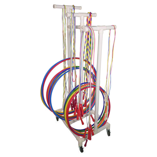 Jump Rope and Hoop Cart, Plastic, 19 x 28 x 69, White