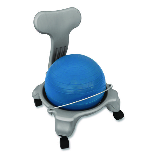 Kid's Ball Chair, Supports Up to 264 lb, 12.5" Seat Height, Blue Seat, Silver Base