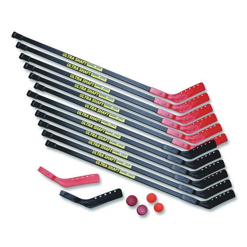 Ultra Shaft Hockey Set, Twelve 47' Hockey Sticks/Two Pucks/Two Balls ...