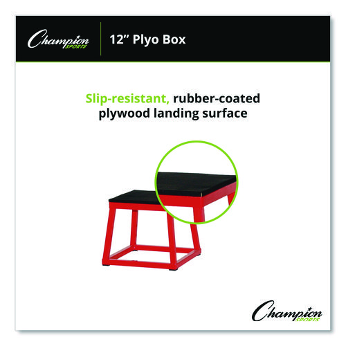 Plyo Box, 15" x 15", Plywood/Rubber/Steel, Red/Black