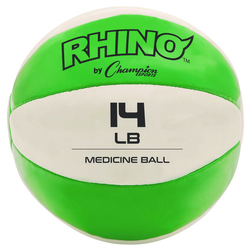 Rhino Leather Medicine Ball, 14 lb, Green/White