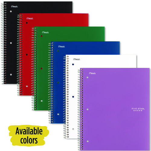 Image of Wirebound Notebook, 1-Subject, Wide/Legal Rule, Randomly Assorted Cover Color, (100) 10.5 x 9.18 Sheets