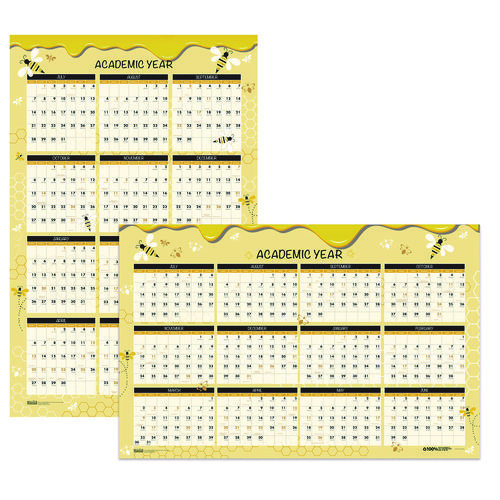 100% Recycled Academic Honeycomb Laminated Wall Calendar, 24 x 37, Tan/Yellow Sheets, 12-Month (July-June): 2024 to 2025