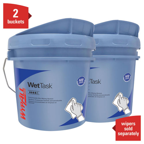 WetTask™ Customizable Wet Wiping System, 3.5 gal, Blue, 2/Carton