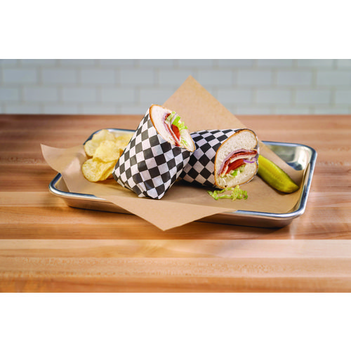 Grease-Resistant Food Wrap, 12" x 12", Black Check, 5,000/Carton