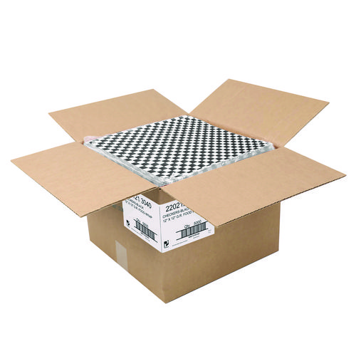 Grease-Resistant Food Wrap, 12" x 12", Black Check, 5,000/Carton