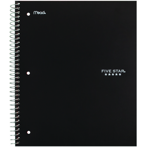 Wirebound Notebook, 1-Subject, Wide/Legal Rule, Black Cover, (100) 10.5 x 8.63 Sheets