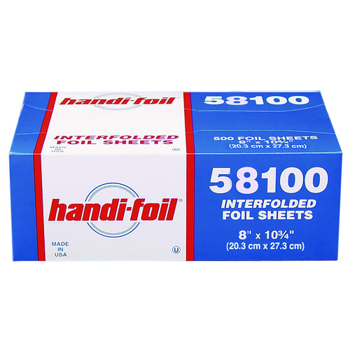 Interfolded Foil Sheets, 55 Gauge, 8 x 10.75, 500/Box, 6 Boxes/Carton