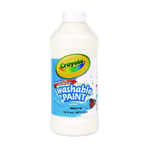 Washable Paint, White, 16 oz Bottle