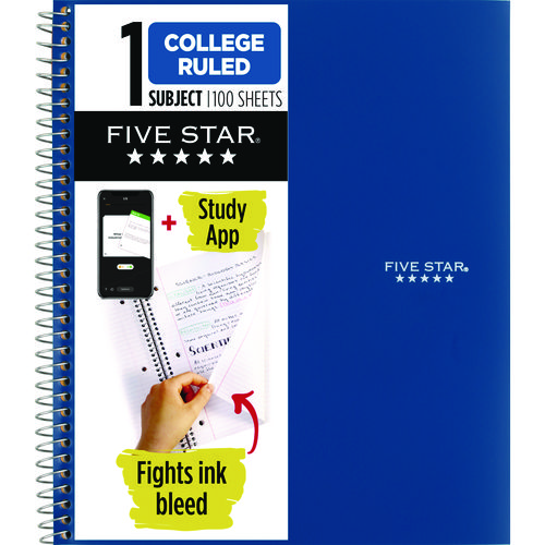 Image of Wirebound Notebook, 1 Subject, Medium/College Rule, Blue Cover, (100) 11 x 9.13 Sheets