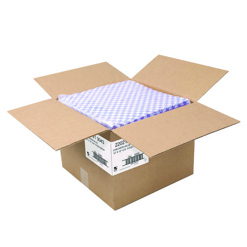 Grease-Resistant Food Wrap, 12" x 12", Blue Check, 5,000/Carton