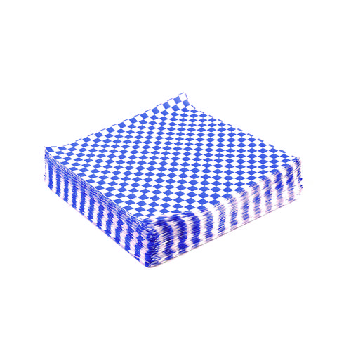 Grease-Resistant Food Wrap, 12" x 12", Blue Check, 5,000/Carton