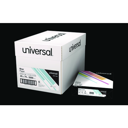 Image of Universal® Deluxe Colored Paper, 20 Lb Bond Weight, 8.5 X 11, Blue, 500/Ream