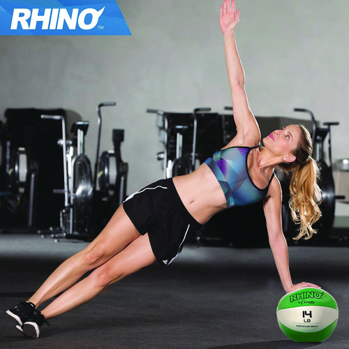 Rhino Leather Medicine Ball, 14 lb, Green/White