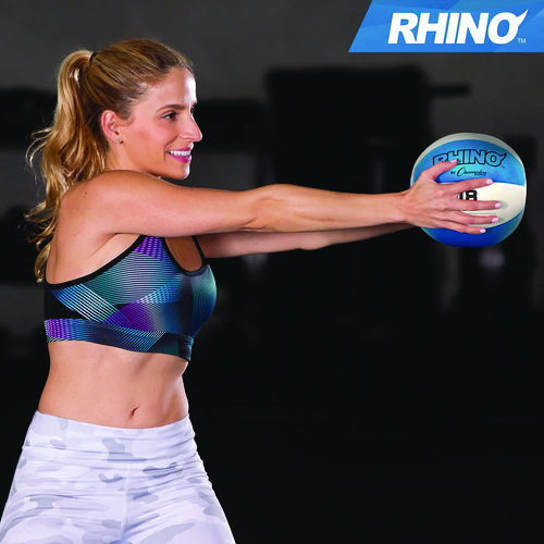 Rhino Leather Medicine Ball, 18 lb, Teal/White