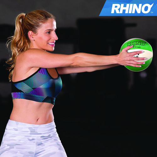 Rhino Leather Medicine Ball, 14 lb, Green/White