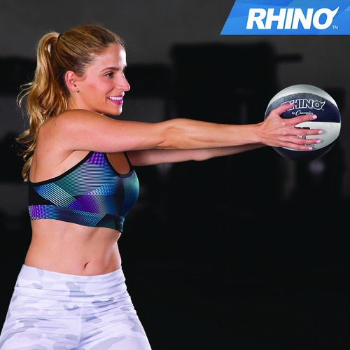 Rhino Leather Medicine Ball, 22 lb, Black/White