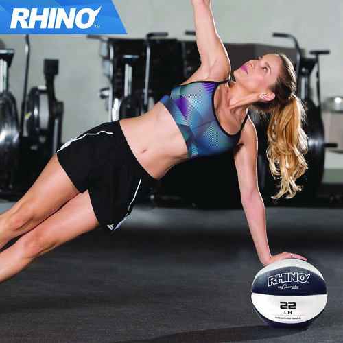 Rhino Leather Medicine Ball, 22 lb, Black/White