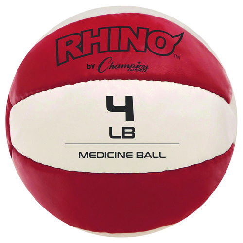 Rhino Leather Medicine Ball, 4 lb, Red/White