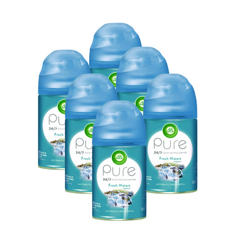 Freshmatic Ultra Automatic Spray Refill, Fresh Waters, 5.89 oz Aerosol Spray, 6/Carton