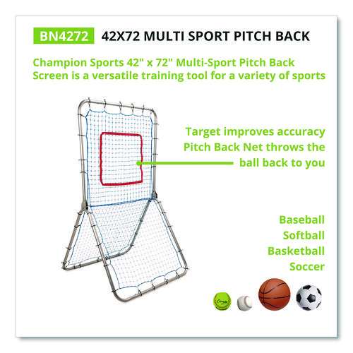 Multi-Sport Pitch Back Screen, 72" x 42", 1.25" dia frame