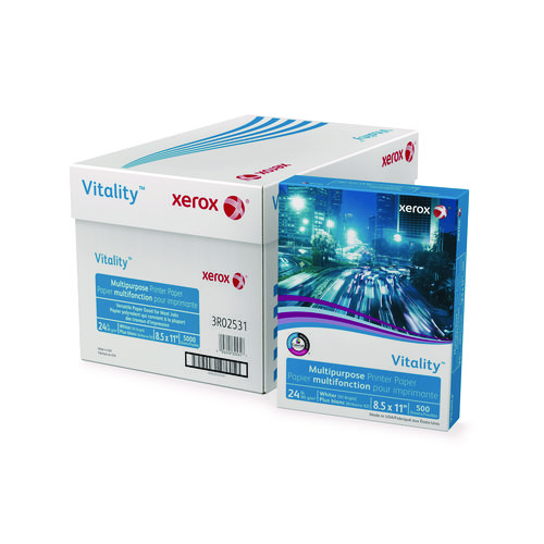 Xerox™ Vitality Multipurpose Print Paper, 92 Bright, 24 Lb Bond Weight, 8.5 X 11, White, 500/Ream