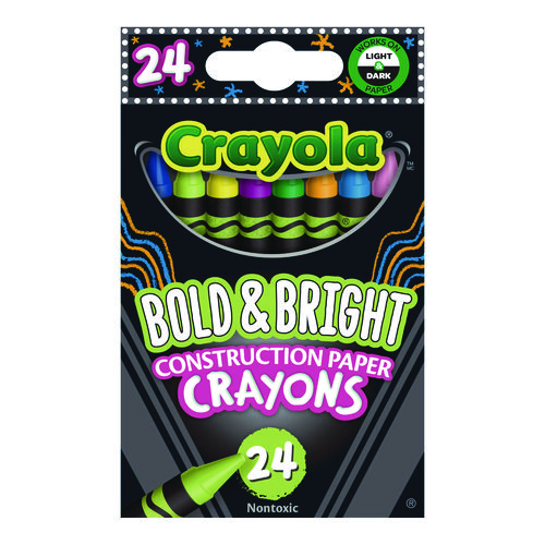 Bold and Bright Construction Paper Crayons, Assorted Colors, 24/Box