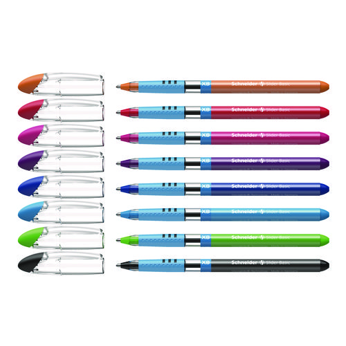 Schneider® Slider Basic Ballpoint Pen, Stick, Extra-Bold 1.4 Mm, Assorted Ink And Barrel Colors, 8/Pack