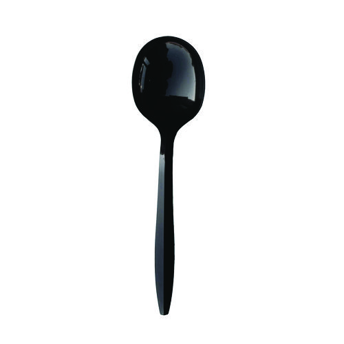 Image of Mediumweight Polypropylene Cutlery, Soup Spoon, Black, 1,000/Carton