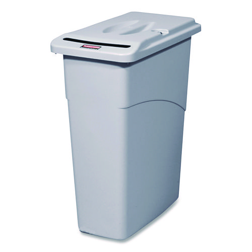 Slim Jim Confidential Document Waste Receptacle with Lid, 23 gal, Light Gray