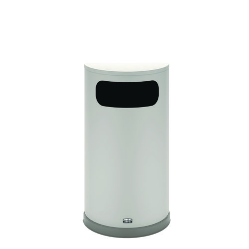 Image of Rubbermaid® Commercial European And Metallic Series Half-Round Waste Receptacle, 9 Gal, Steel, Satin Stainless