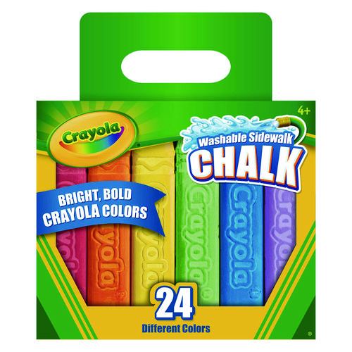 Image of Washable Sidewalk Chalk, Tropical Colors, 4.25" x 0.75 Diameter, Assorted, 24 Sticks/Set