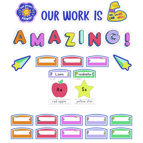 Work Display Bulletin Board Sets, We Stick Together Our Work Is Amazing, 45 Pieces