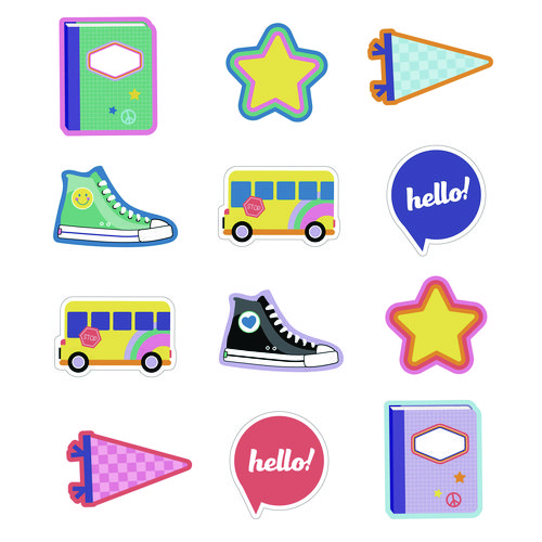 Assorted Colorful Cut-Outs, We Stick Together Hello School, 36 Pieces