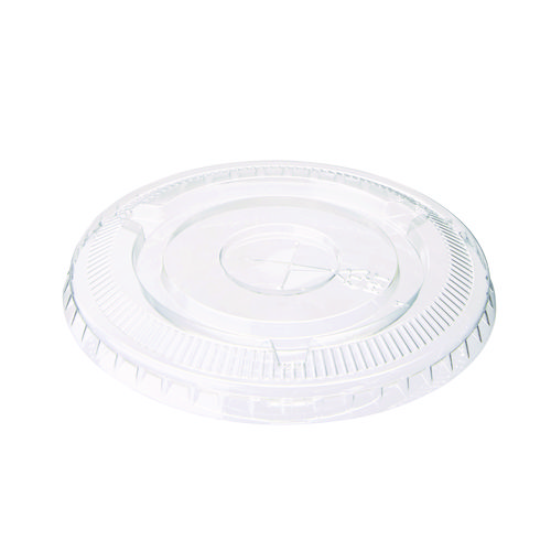 Image of Cold Drink Cup Lids, Fits 9 oz to 12 oz Plastic Cold Cups, Clear, 100/Sleeve, 10 Sleeves/Carton