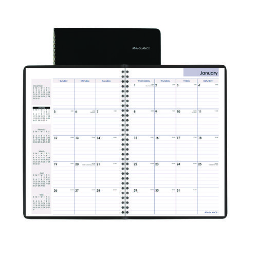 At-A-Glance® Dayminder Monthly Planner, Ruled Blocks, 12 X 8, Black Cover, 14-Month (Dec To Jan): 2023 To 2025