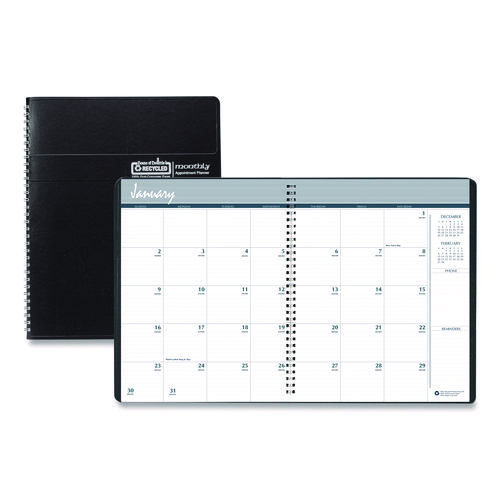 House Of Doolittle™ 14-Month Recycled Ruled Monthly Planner, 8.75 X 6.78, Black Cover, 14-Month (Dec To Jan): 2023 To 2025