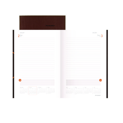 At-A-Glance® One-Day-Per-Page Planning Notebook, 9 X 6, Dark Brown/Orange Cover, 12-Month (Jan To Dec): 2024