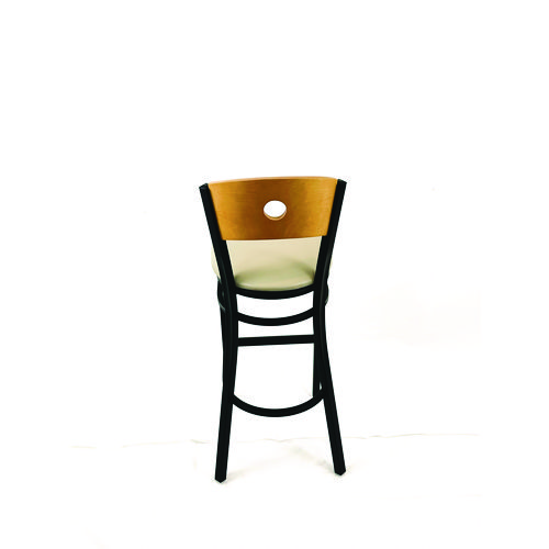 Circle Series Barstool, Supports Up to 300 lb, 28.5" Seat Height, Taupe Seat, Natural Back, Black Base