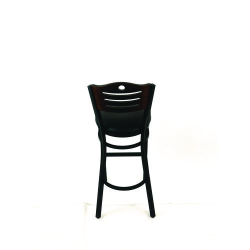 Eagle Series Barstool, Supports Up to 300 lb, 28.5" Seat Height, Black Seat, Dark Walnut Back, Black Base