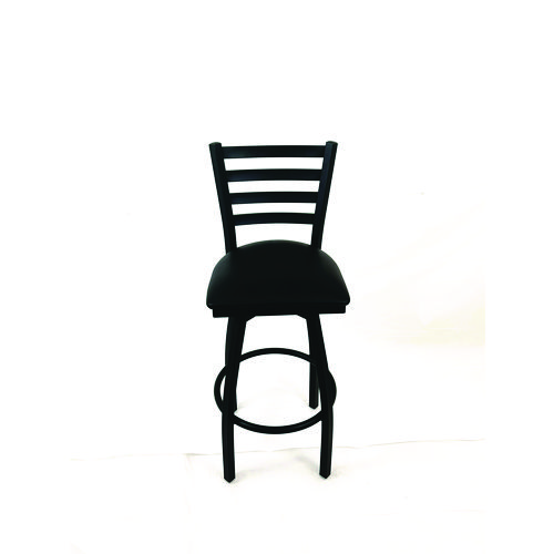 Boggs Series Barstool, Supports Up to 300 lb, 30.5" Seat Height, Black Seat, Black Back, Black Base