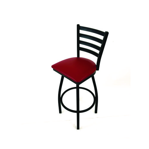 Boggs Series Barstool, Supports Up to 300 lb, 30.5" Seat Height, Burgundy Seat, Black Back, Black Base