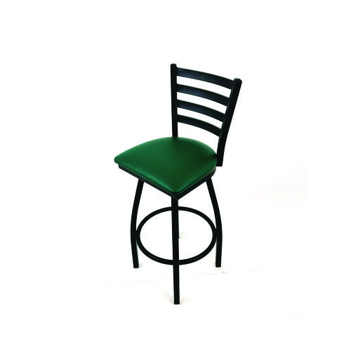 Boggs Series Barstool, Supports Up to 300 lb, 30.5" Seat Height, Green Seat, Black Back, Black Base