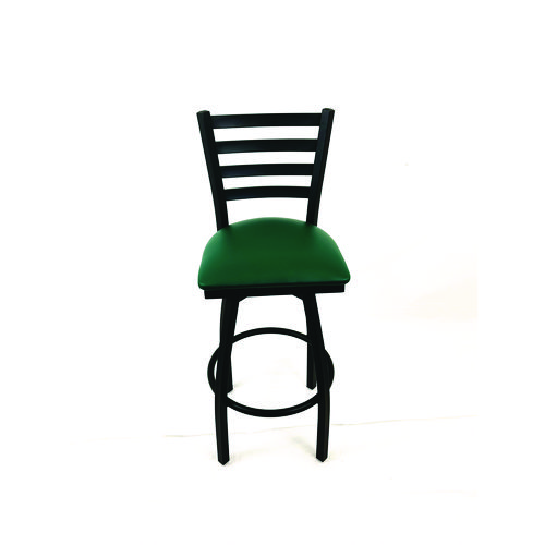 Boggs Series Barstool, Supports Up to 300 lb, 30.5" Seat Height, Green Seat, Black Back, Black Base