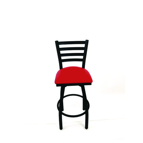 Boggs Series Barstool, Supports Up to 300 lb, 30.5" Seat Height, Red Seat, Black Back, Black Base