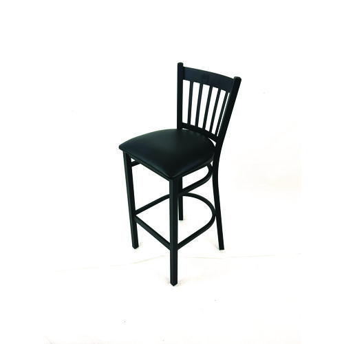 Cobra Series Barstool, Supports Up to 300 lb, 28.5" Seat Height, Black Seat, Black Back, Black Base