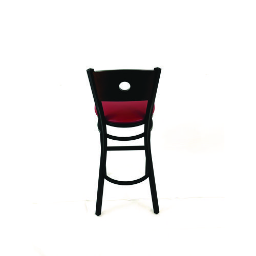 Circle Series Barstool, Supports Up to 300 lb, 28.5" Seat Height, Burgundy Seat, Dark Walnut Back, Black Base