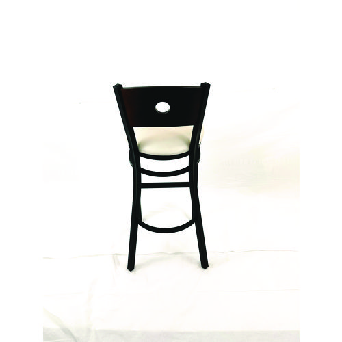 Circle Series Barstool, Supports Up to 300 lb, 28.5" Seat Height, Cream Seat, Dark Walnut Back, Black Base