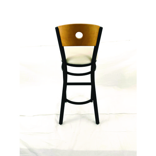 Circle Series Barstool, Supports Up to 300 lb, 28.5" Seat Height, Cream Seat, Natural Back, Black Base