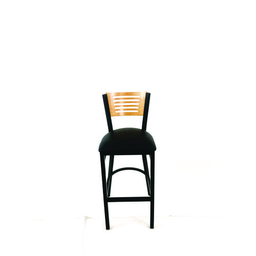 Jones River Series Barstool, Supports Up to 300 lb, 28.5" Seat Height, Black Seat, Natural Back, Black Base